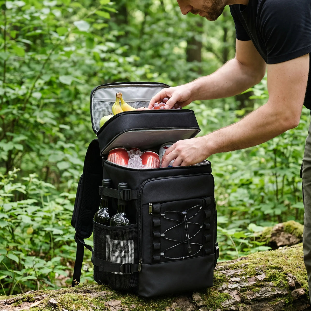 Thermal Backpack Cooler with Dual Compartments & Bottle Pockets for Hiking and Picnics | Thomler