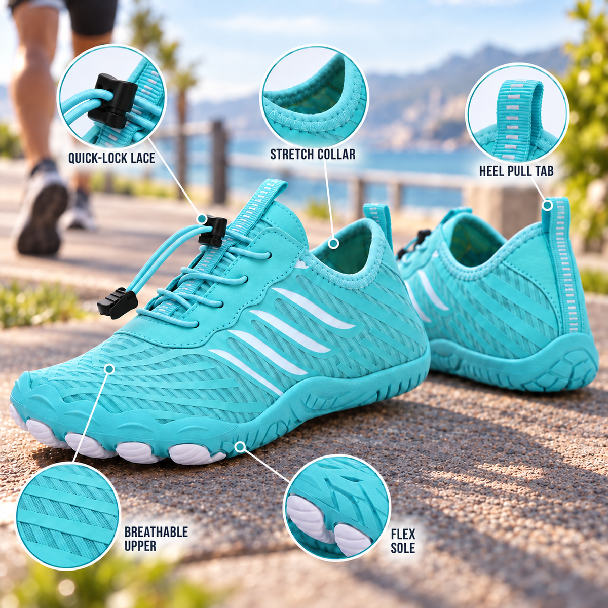 Lightweight Water Shoe for Hiking, Swimming & Trail Running – Fast-Drying Flexible Barefoot Design for Men & Women, Amphibious Sports | Thomler