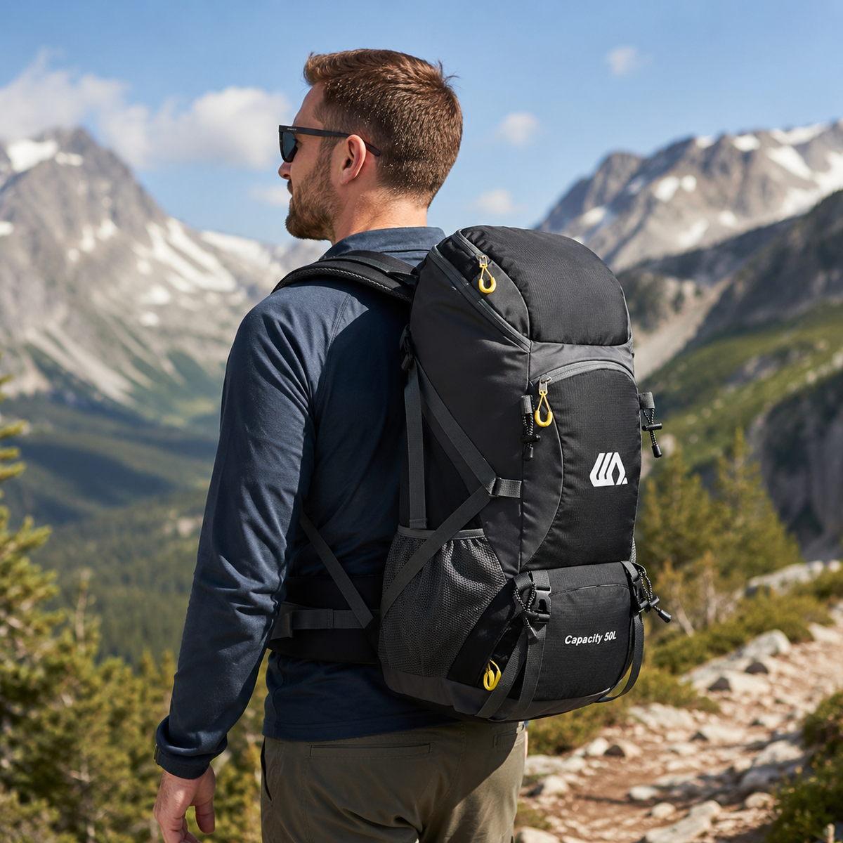 50L Hiking Backpack with Separate Shoe Compartment – Ventilated Back Panel, Padded Straps & Hip Belt – Multi-Day Trail Pack for Camping & | Thomler