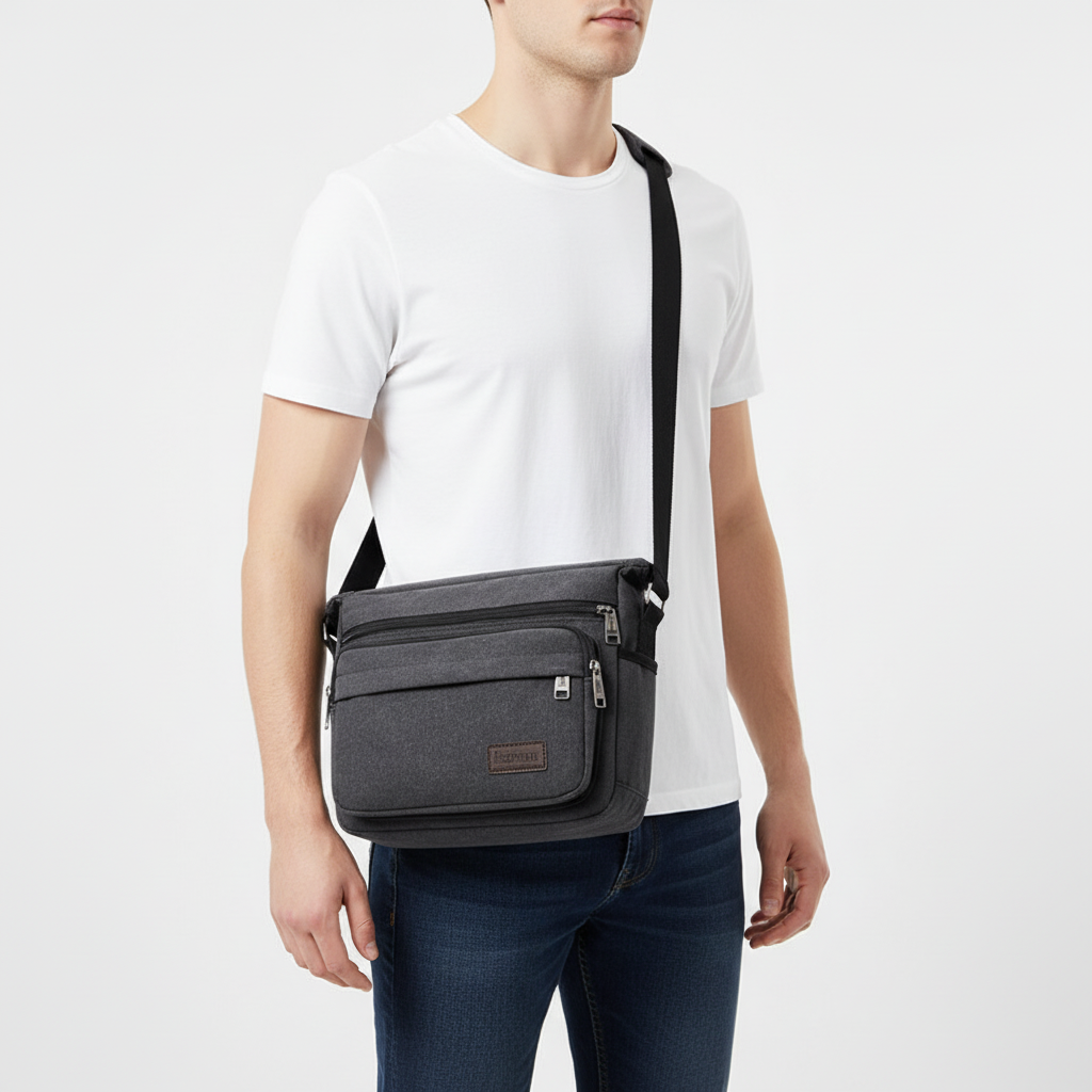Canvas Crossbody Satchel - Adjustable Strap Shoulder Bag with Zip Pockets for Daily Carry, Work & Travel | Thomler