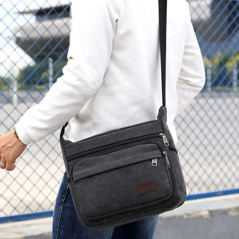 Canvas Crossbody Satchel - Adjustable Strap Shoulder Bag with Zip Pockets for Daily Carry, Work & Travel | Thomler