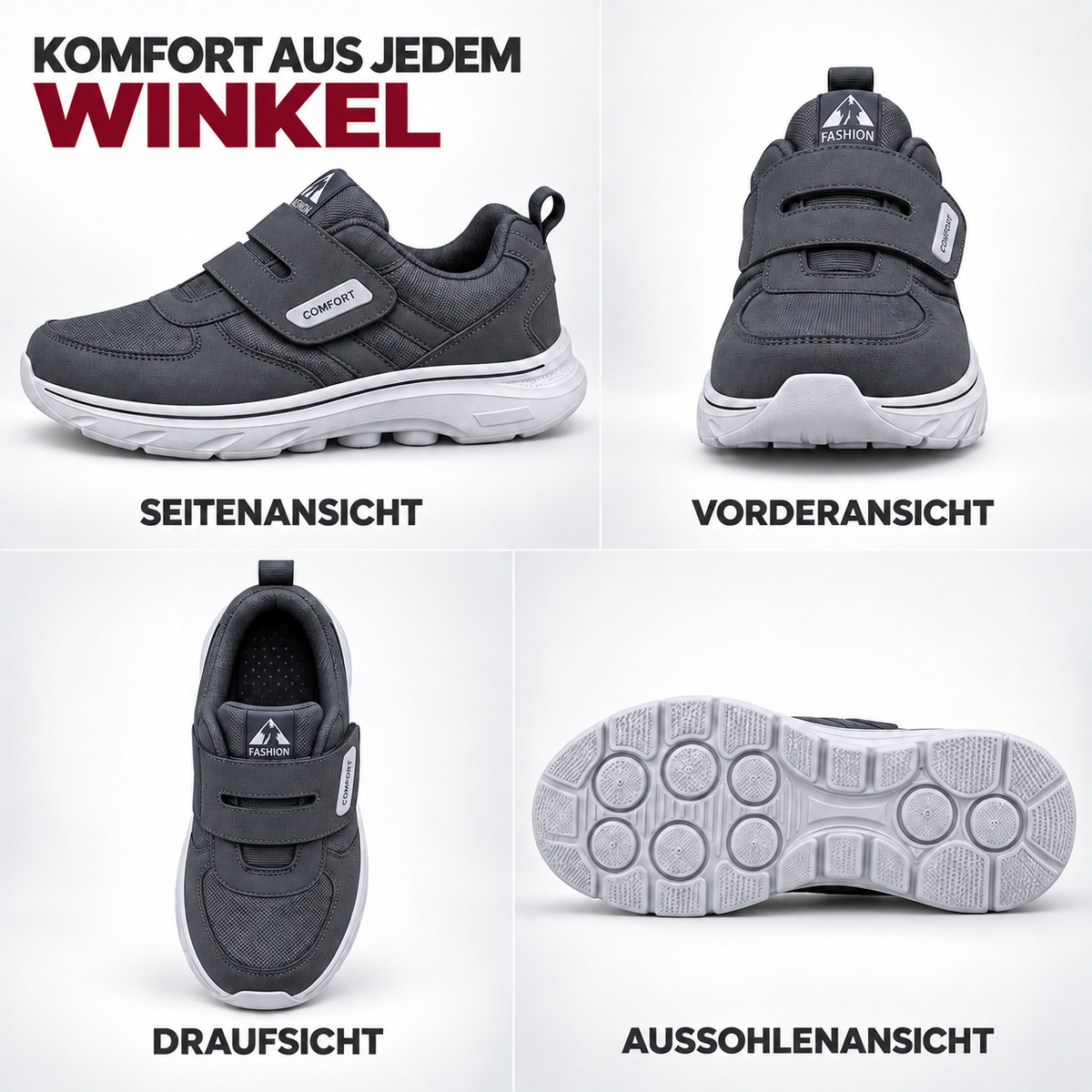 Adjustable Wide-Fit Walking Shoes for Swollen Feet – Hook-and-Loop Closure, Extra Roomy Toe Box & Cushioned Sole for All-Day Comfort | Thomler
