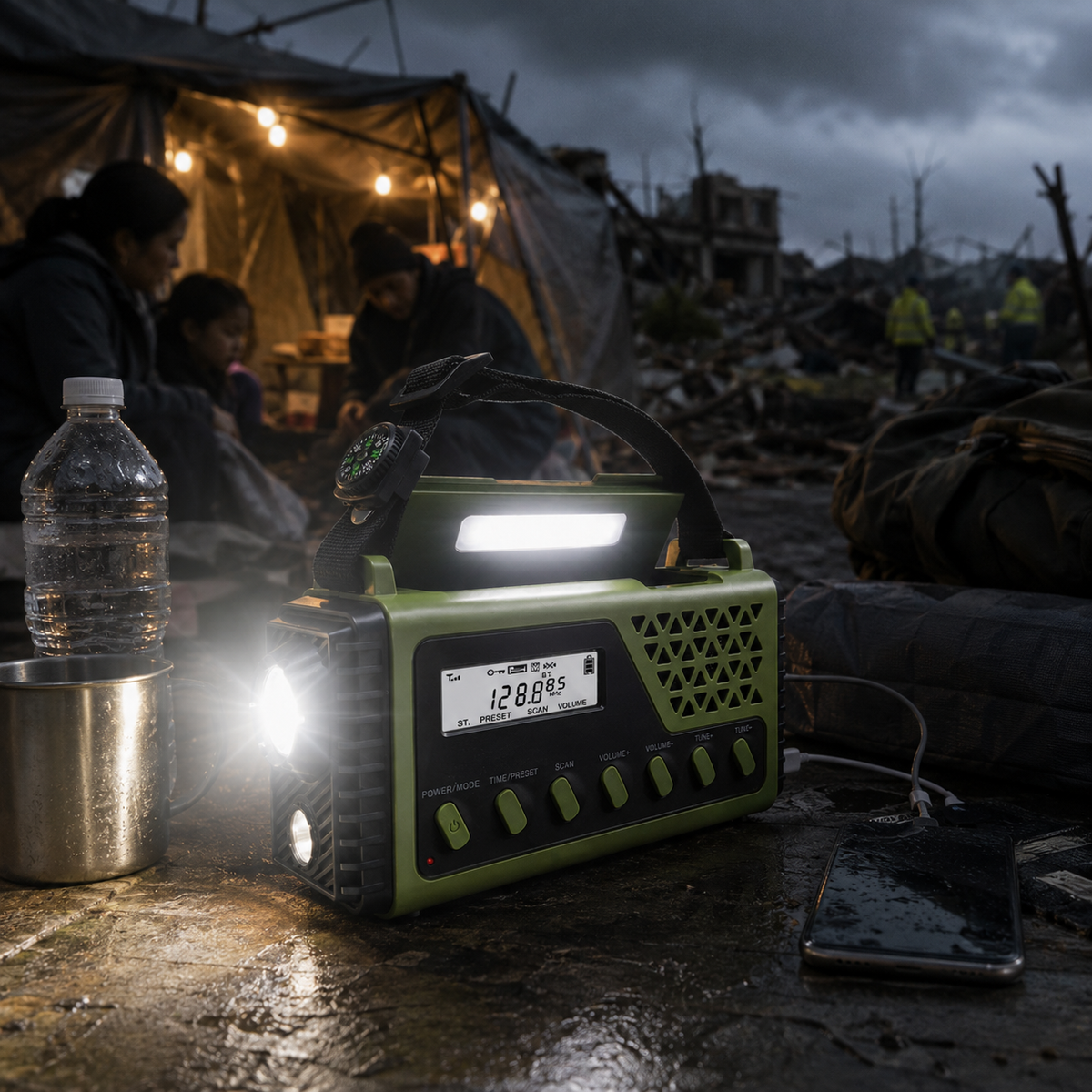 Emergency Weather Radio with Hand Crank Solar Charging Bluetooth Speaker Flashlight 10000mAh Power Bank for Camping Hiking Survival Kits | Thomler