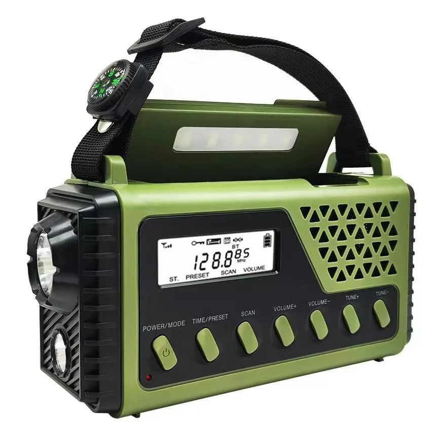 Emergency Weather Radio with Hand Crank Solar Charging Bluetooth Speaker Flashlight 10000mAh Power Bank for Camping Hiking Survival Kits | Thomler