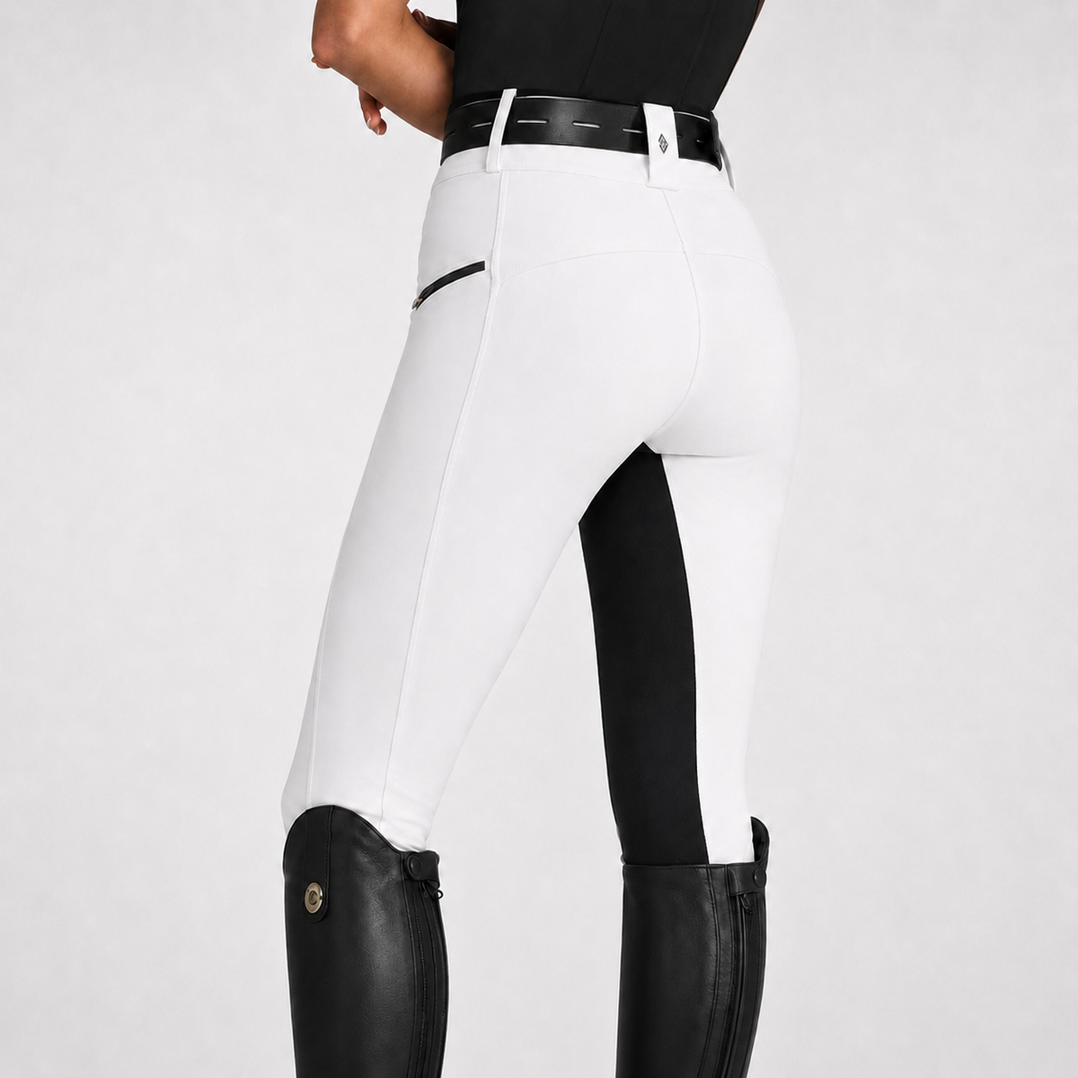 Women's Stretch Equestrian Riding Pants with Contrast Panels & Zip Pockets for Horse Riding | Thomler