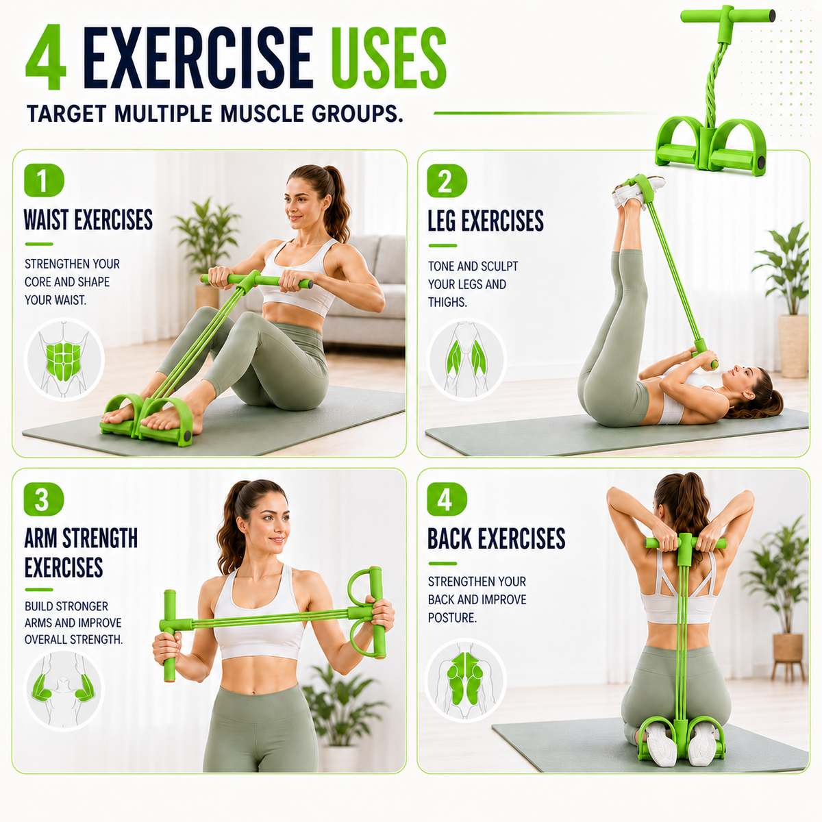 Resistance Band Pedal Exerciser with Foam Handles for Full-Body Strength Training at Home & Travel | Thomler