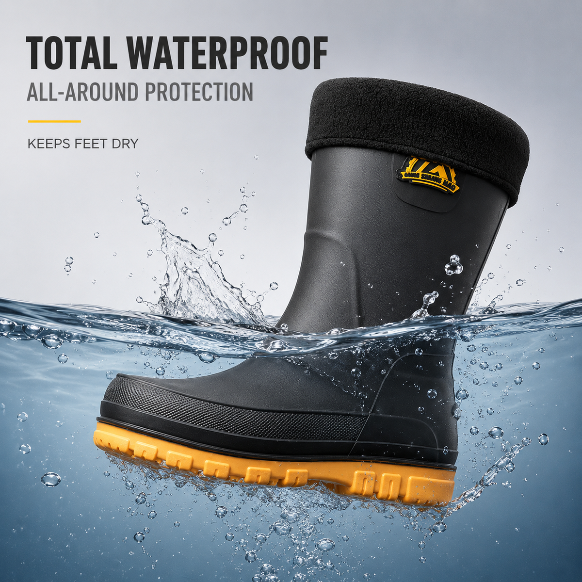 Waterproof Insulated Mid-Calf Winter Rain Boots for Men – Non-Slip Faux Fur Lined Outdoor Work Boot | Thomler