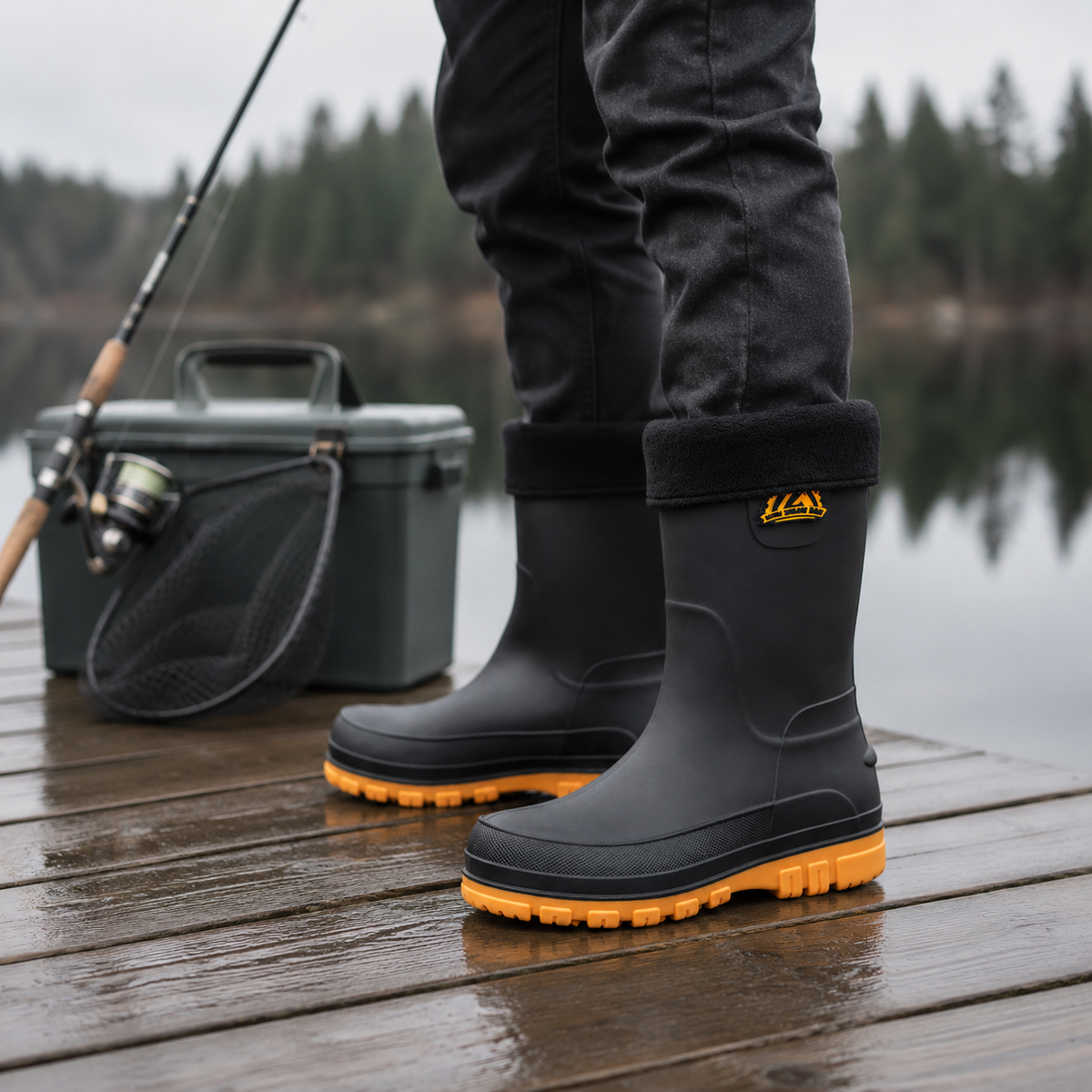 Waterproof Insulated Mid-Calf Winter Rain Boots for Men – Non-Slip Faux Fur Lined Outdoor Work Boot | Thomler