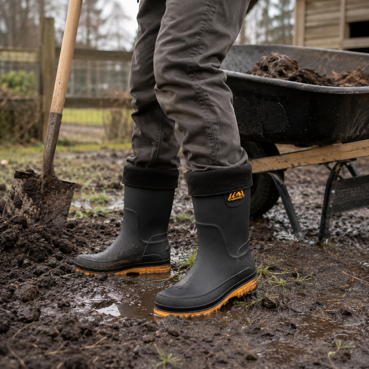 Waterproof Insulated Mid-Calf Winter Rain Boots for Men – Non-Slip Faux Fur Lined Outdoor Work Boot | Thomler