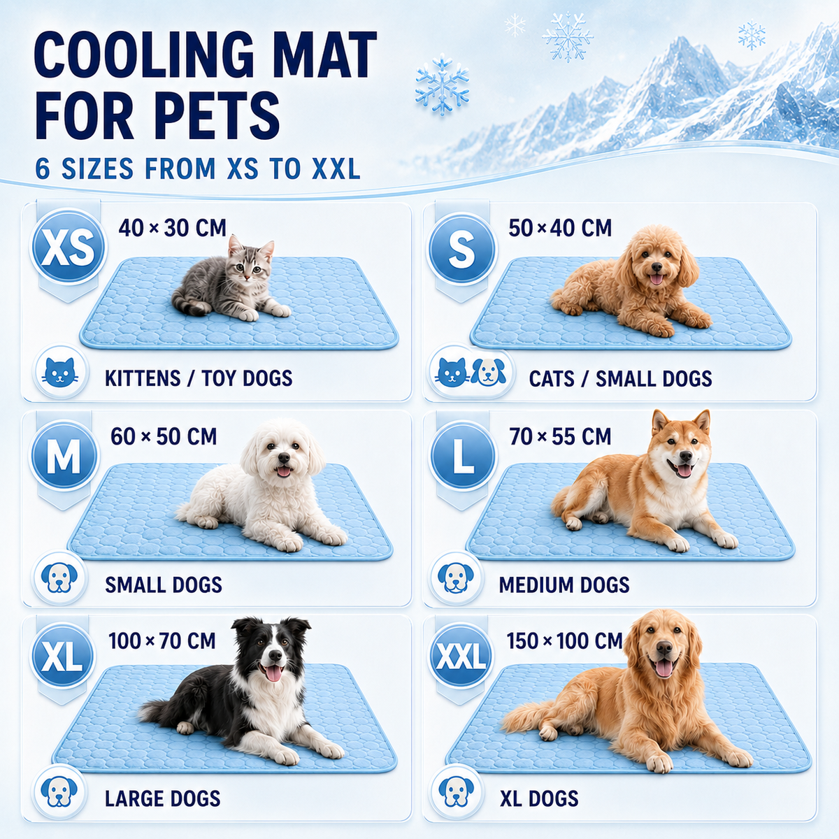Machine-Washable Cool-Touch Pet Bed Pad for Dogs & Cats – Travel-Ready Foldable Chill Blanket for Summer Heat Relief, 6 Size Options for | Thomler