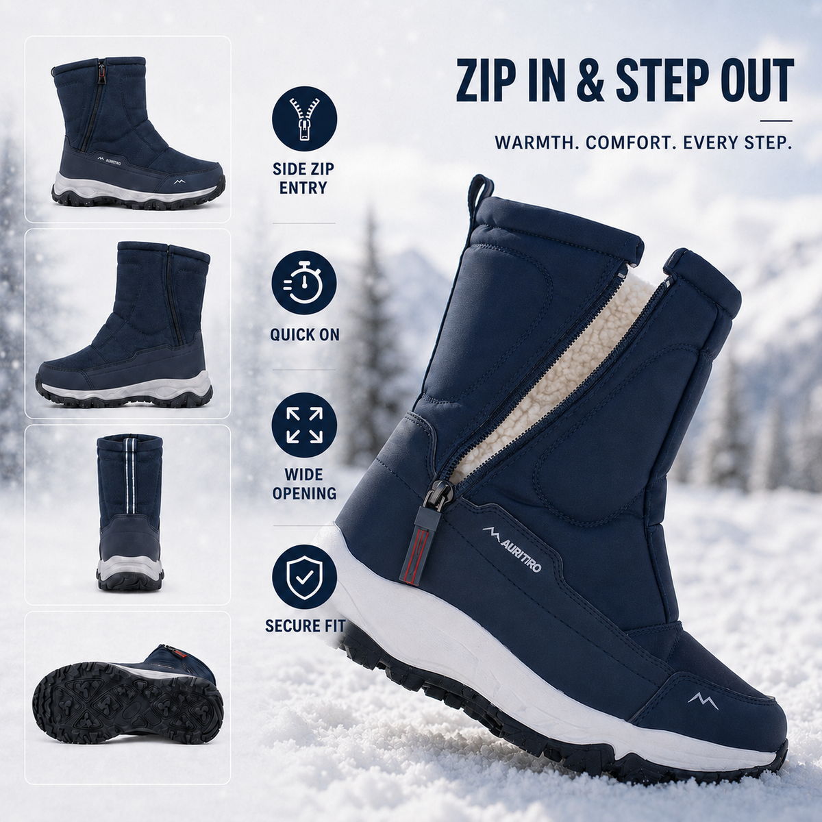 Insulated Waterproof Snow Boots for Men & Women – Winter Hiking Footwear with Anti-Slip Grip & Thermal Lining | Thomler