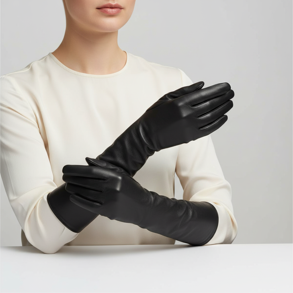 Extended Arm Gloves – Faux Leather Winter Gloves for Women – Elbow-Length Cold Weather Handwear with Insulated Lining – Formal & Casual | Thomler
