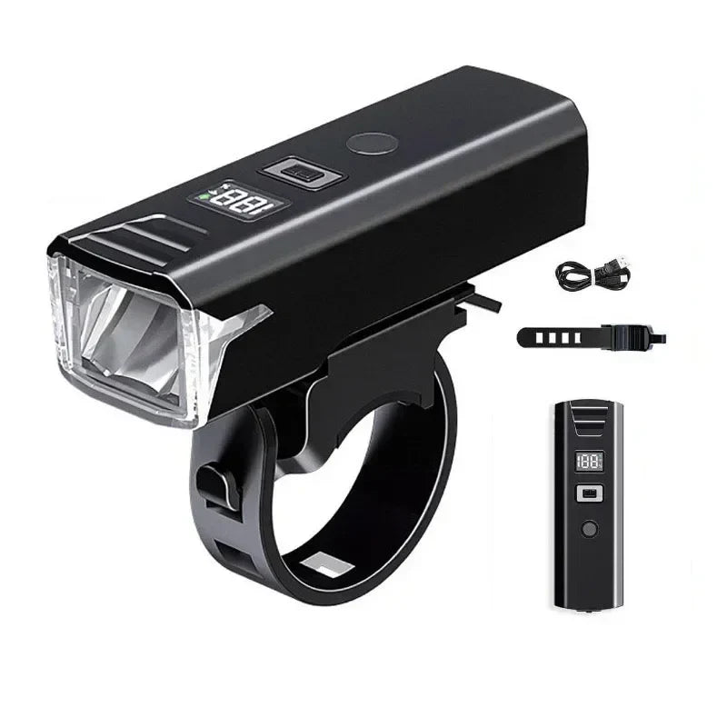 Rechargeable Bike Headlight with Auto-Sensing & Digital Battery Display for Cycling Safety | Thomler