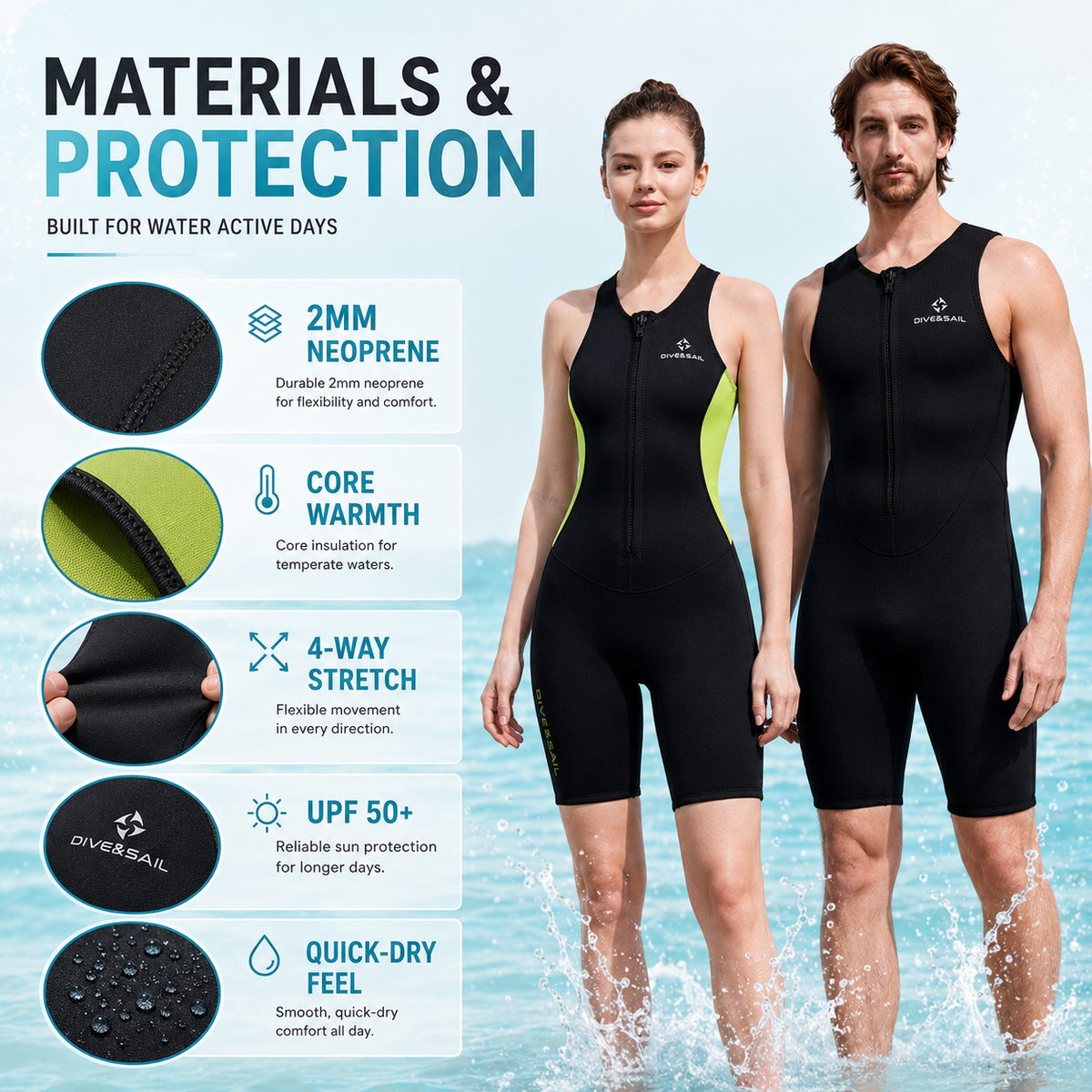 Sleeveless Shorty Wetsuit – 2mm Neoprene for Warm Water Swimming & Surfing | Thomler