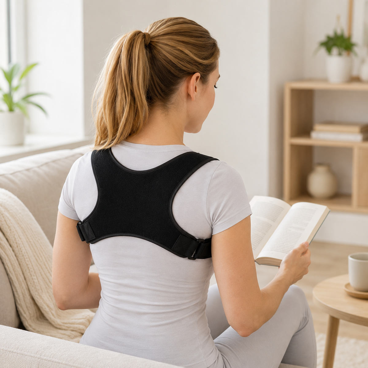 Adjustable Back Support Brace for Posture Correction – Discreet Under-Shirt Design for Office & Daily Wear – Lightweight Shoulder Aligner | Thomler