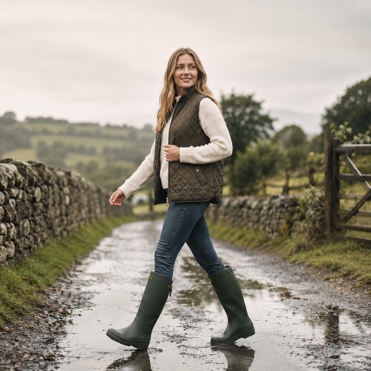 Knee-High Waterproof Rain Boots for Women & Men – Slip-On Rubber Boots with Non-Slip Sole for Muddy Terrain, Gardening & Outdoor Activities | Thomler