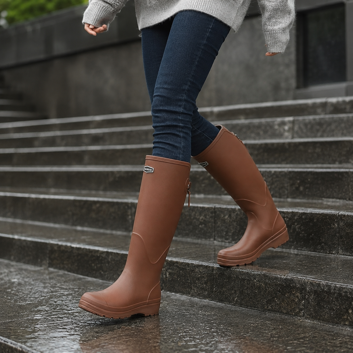 Knee-High Waterproof Rain Boots for Women & Men – Slip-On Rubber Boots with Non-Slip Sole for Muddy Terrain, Gardening & Outdoor Activities | Thomler