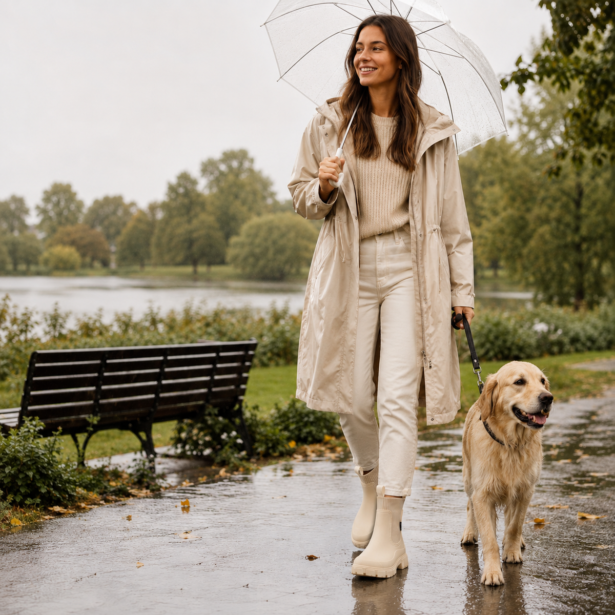 Women's Waterproof Ankle Rain Boots with Non-Slip Sole – Chelsea Pull-On Short Booties for Wet Weather, Urban Commute & Outdoor | Thomler