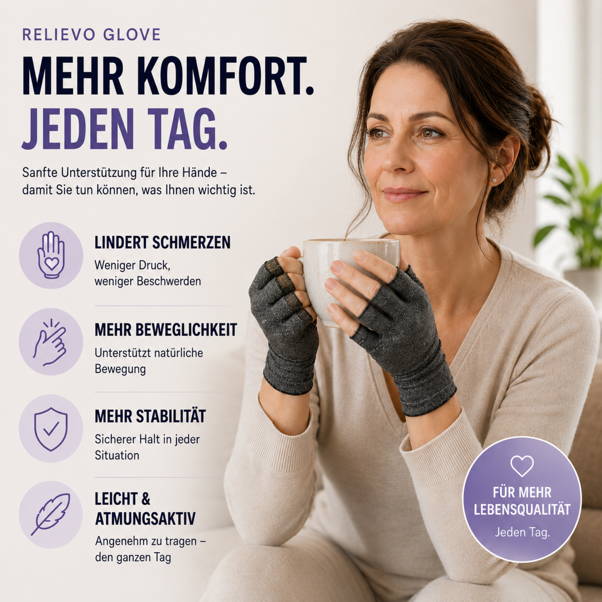 Fingerless Compression Gloves for Joint Support & Pain Relief – Breathable Half-Finger Hand Braces for Everyday Tasks & Arthritis Comfort | Thomler