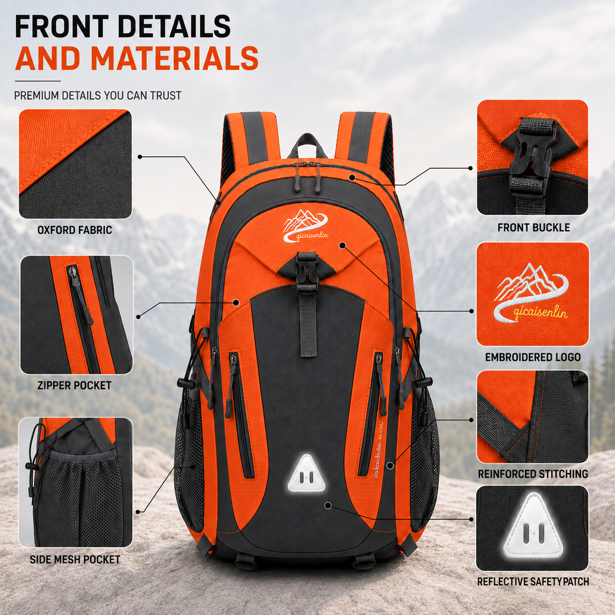 40L Outdoor Backpack with Padded Mesh Panels & Adjustable Straps for Hiking and Travel | Thomler