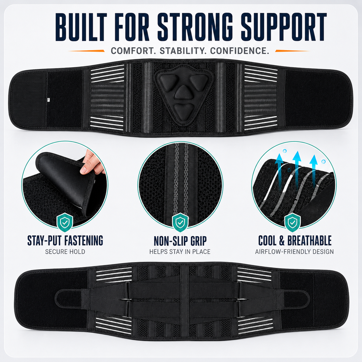 Adjustable Lower Back Support Brace with Dual Compression Straps for Posture Relief and Heavy Lifting | Thomler
