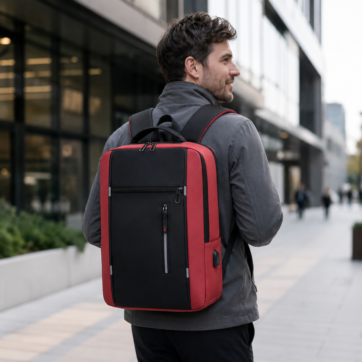 Water-Resistant Laptop Backpack with USB Charging Port for Work & Travel | Business Commuter Daypack with Padded 15.6-Inch Computer Sleeve | Thomler