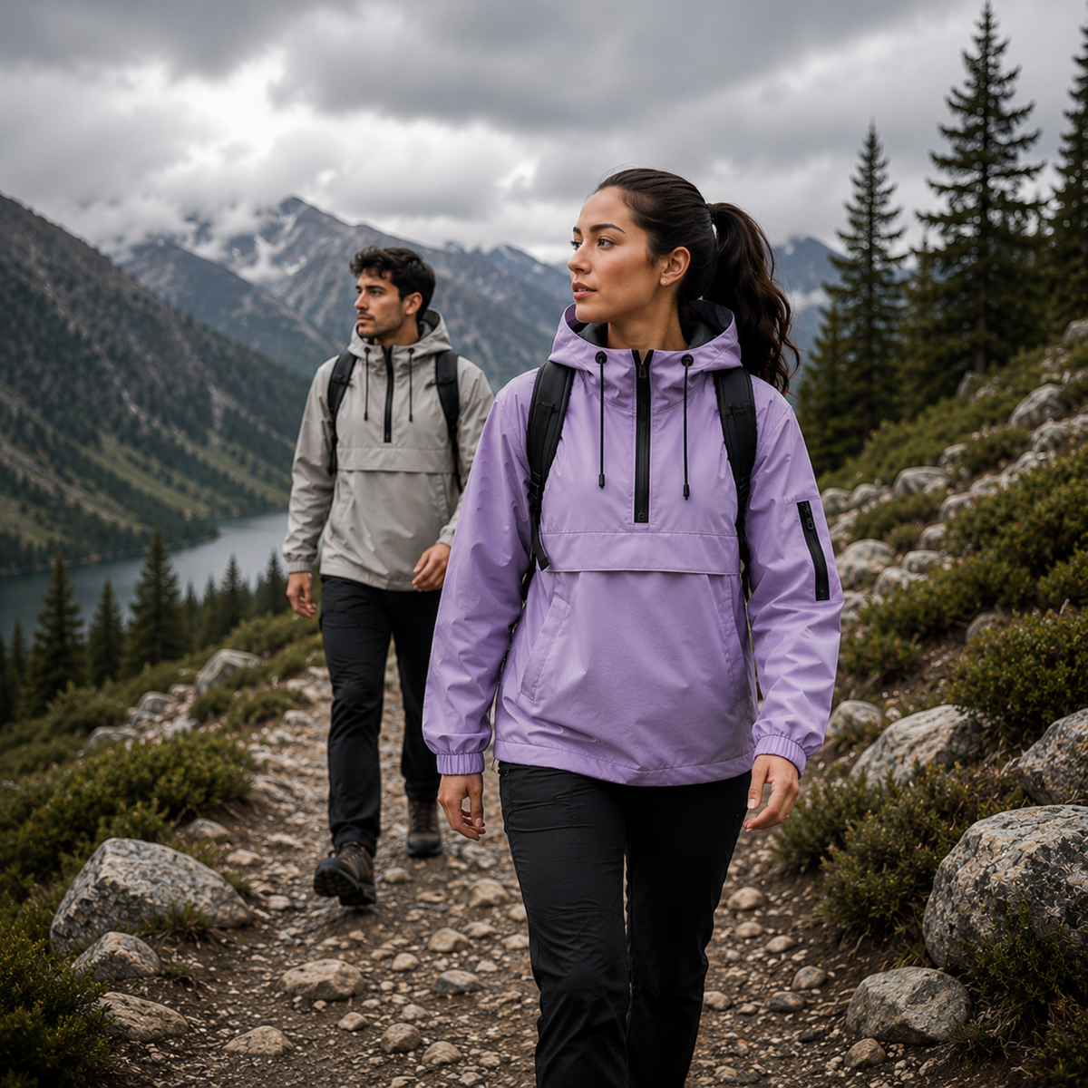 Weatherproof Half-Zip Windbreaker Jacket with Hood – Lightweight Water-Resistant Pullover for Men & Women | Thomler