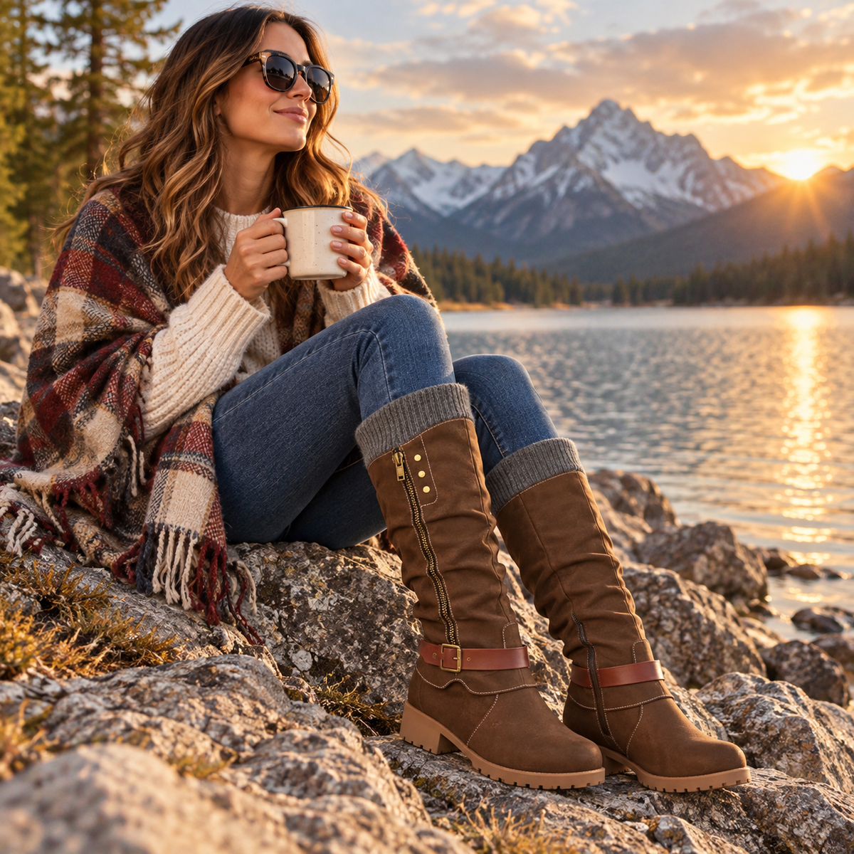 Insulated Mid-Calf Winter Boots with Arch Support for Women & Men – Side Zip Entry, Non-Slip Sole, Cold Weather Footwear | Thomler