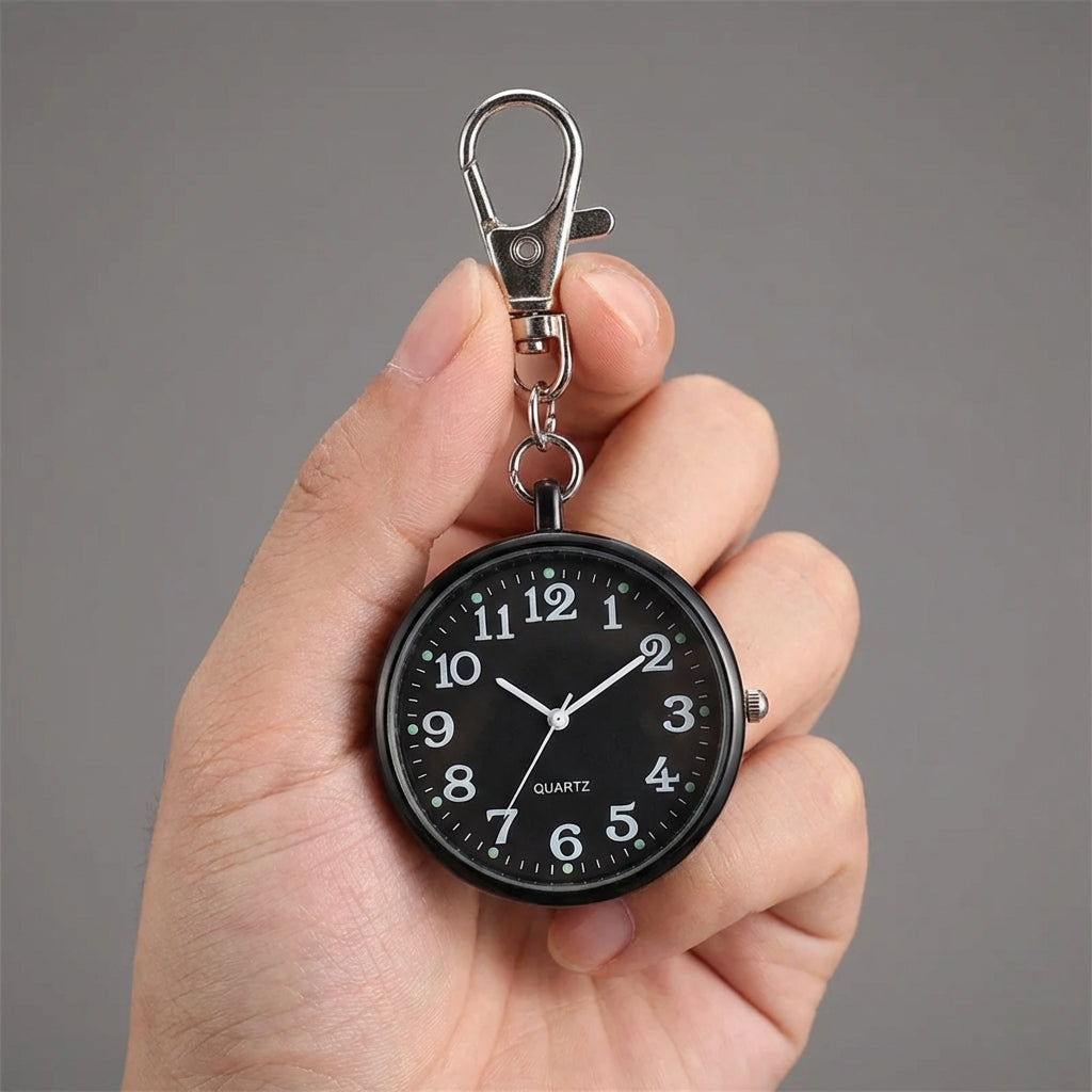 Clip-On Pocket Watch Keychain with Bold Numbers for Quick Time Checks | Thomler