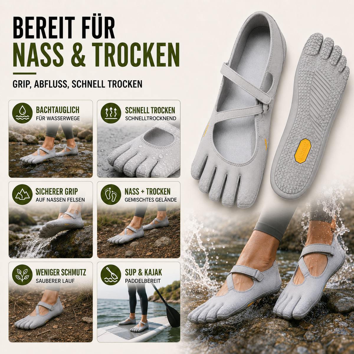 Women's Barefoot Toe Pocket Training Shoes – Quick-Dry Flexible Minimalist Flats for Yoga, Gym, Water Sports & Casual Wear | Thomler