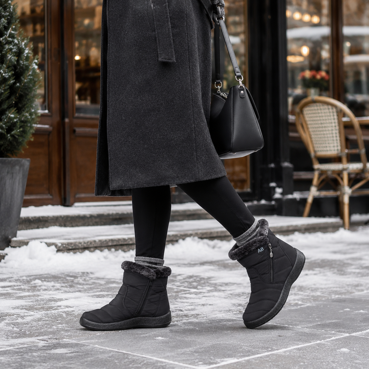 Women's Insulated Waterproof Ankle Boots with Side Zip & Anti-Slip Sole for Cold Weather Walking | Thomler