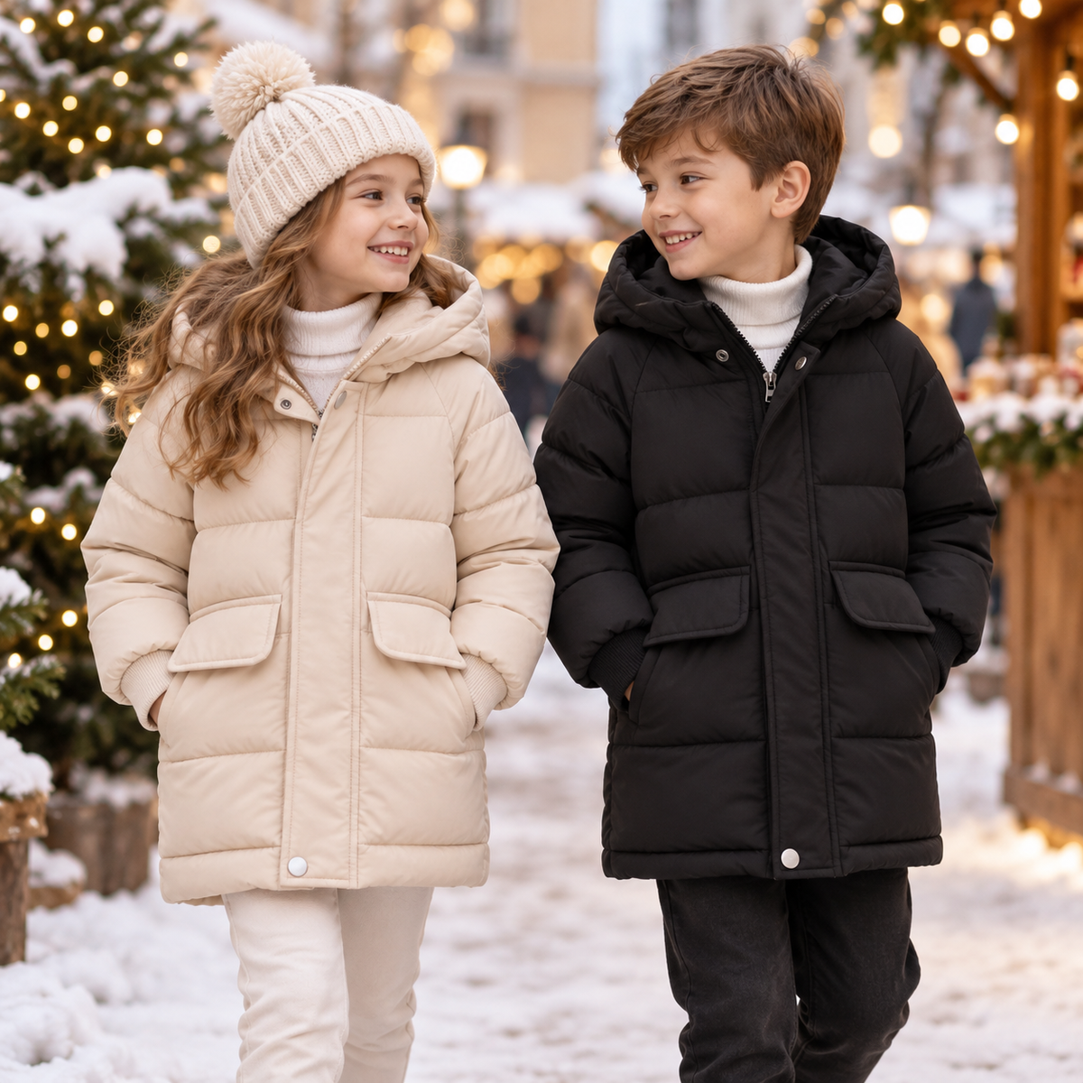 Insulated Longline Hooded Puffer Jacket for Kids – Full-Zip Heavyweight Winter Coat Ages 3-12 | Thomler
