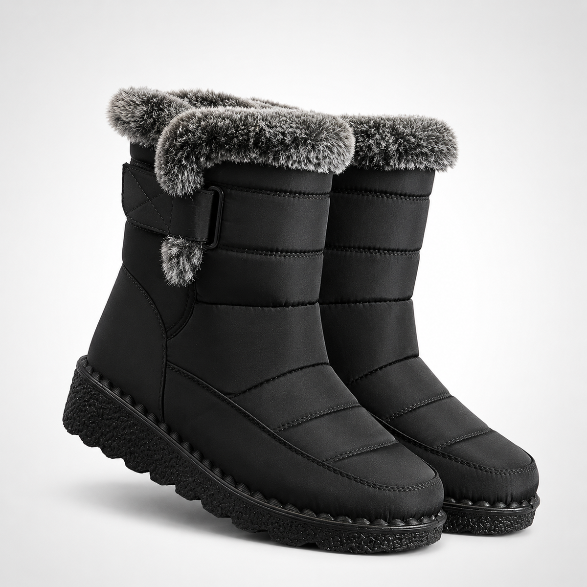 Women's Waterproof Snow Boots with Plush Lining and Non-Slip Sole for Winter | Ankle-High Velcro Closure Insulated Footwear | Thomler