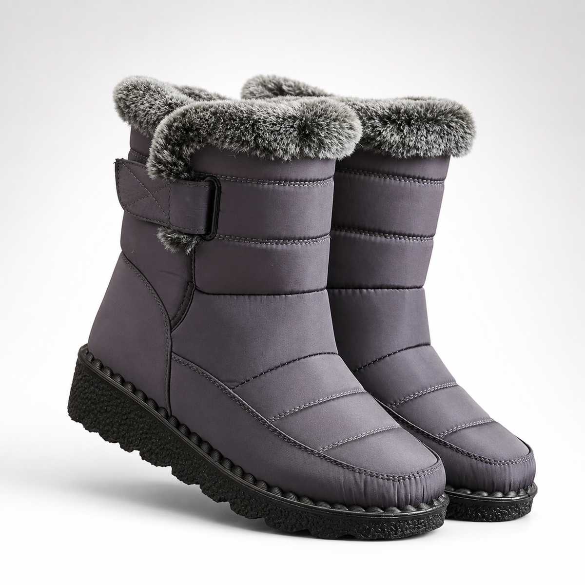 Women's Waterproof Snow Boots with Plush Lining and Non-Slip Sole for Winter | Ankle-High Velcro Closure Insulated Footwear | Thomler