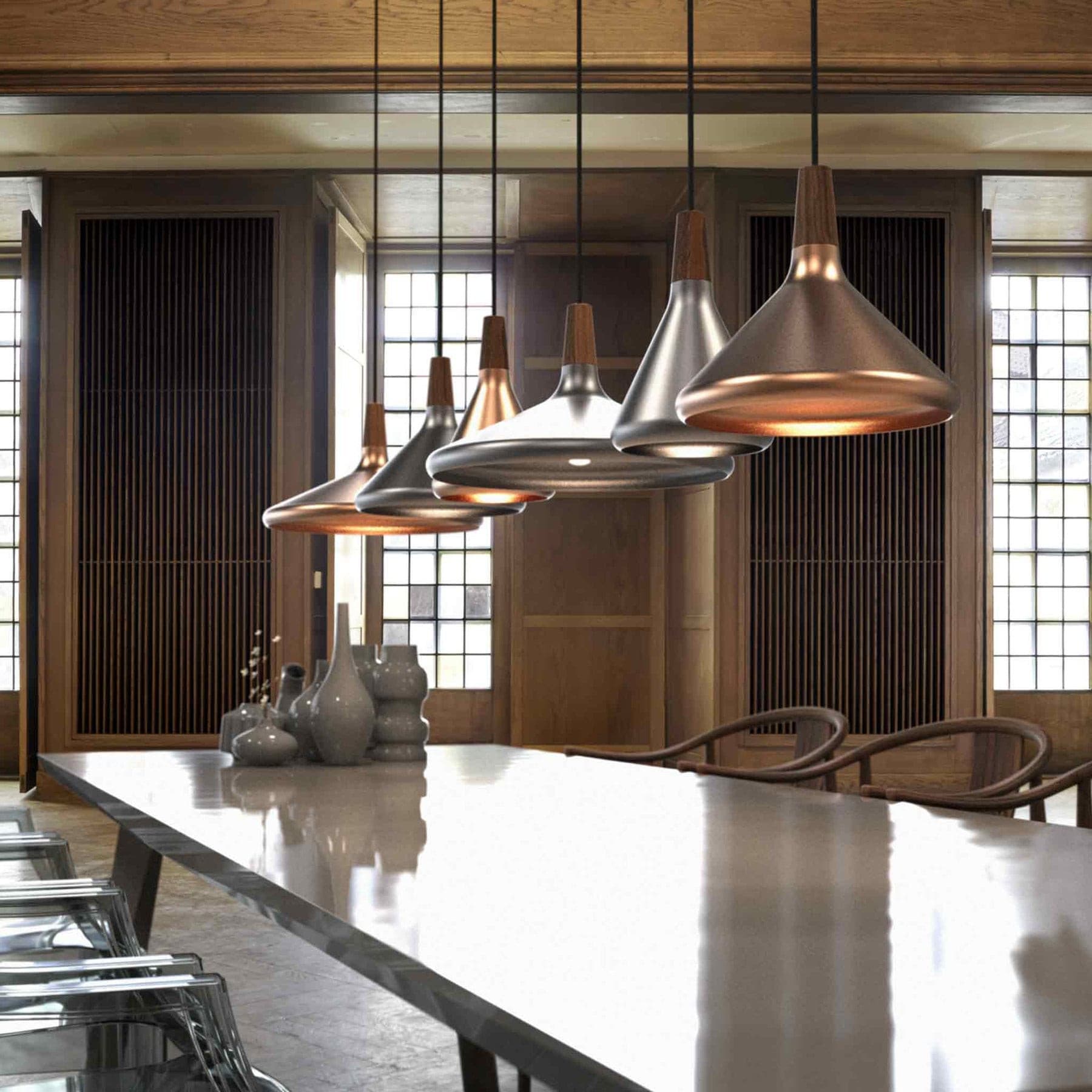 Pendant Light Iron Wood 10.6 in Adjustable Indoor Ceiling Lamp White Black Silver Rose Gold Grey Modern Dining Room Kitchen Island Lighting | Thomler