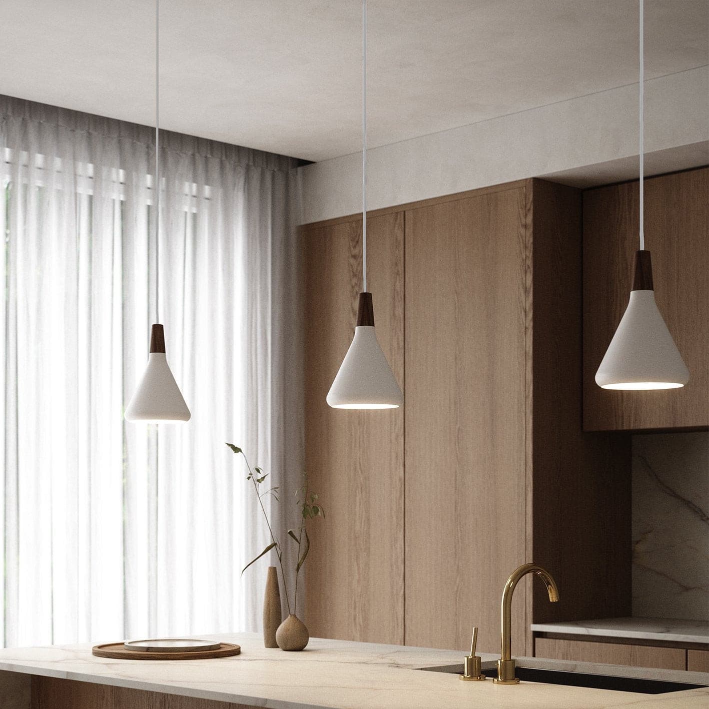 Pendant Light Iron Wood 10.6 in Adjustable Indoor Ceiling Lamp White Black Silver Rose Gold Grey Modern Dining Room Kitchen Island Lighting | Thomler