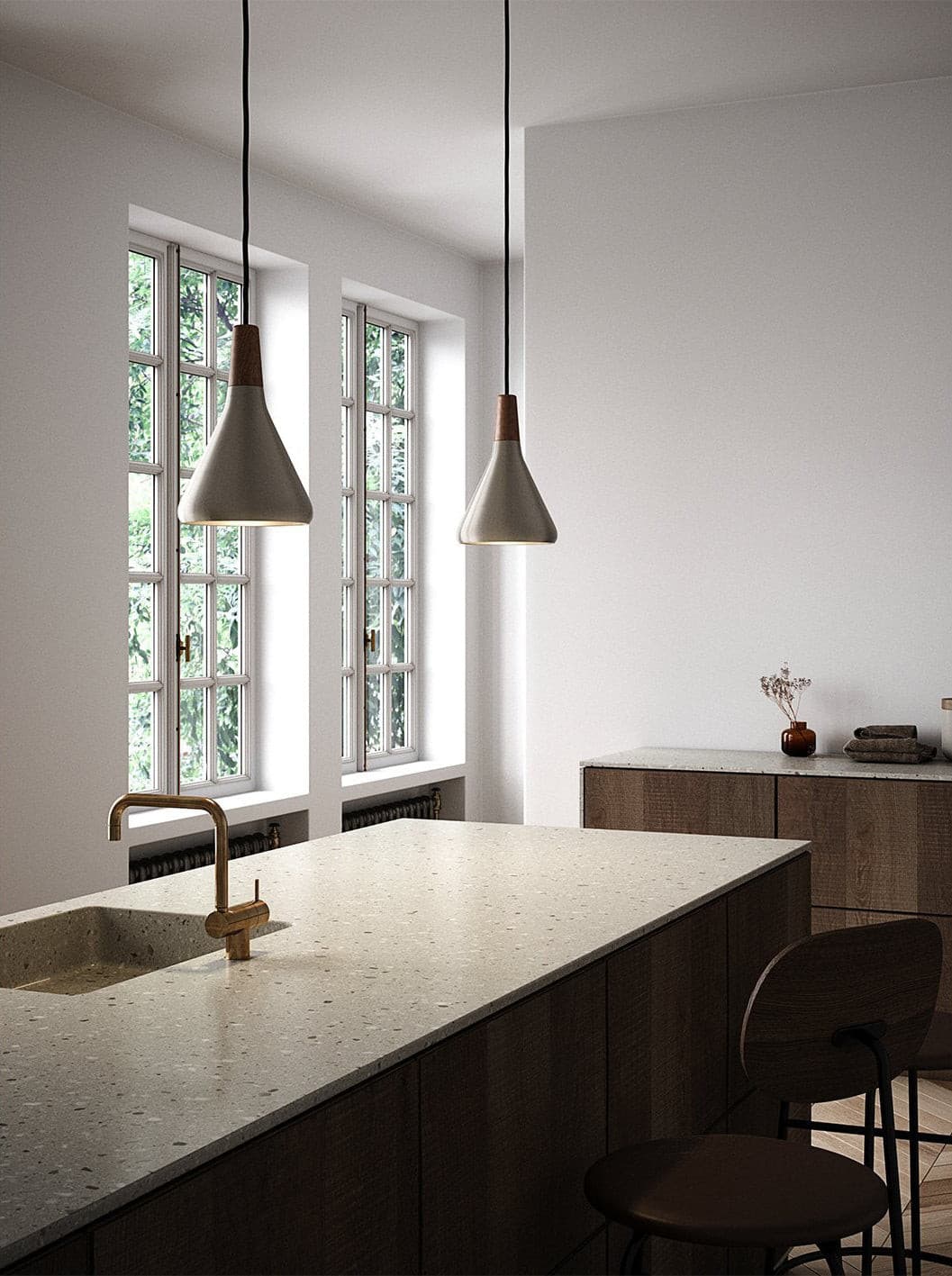 Pendant Light Iron Wood 10.6 in Adjustable Indoor Ceiling Lamp White Black Silver Rose Gold Grey Modern Dining Room Kitchen Island Lighting | Thomler