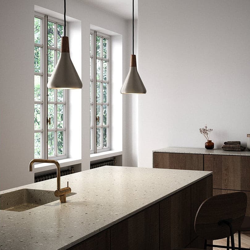 Pendant Light Iron Wood 10.6 in Adjustable Indoor Ceiling Lamp White Black Silver Rose Gold Grey Modern Dining Room Kitchen Island Lighting | Thomler