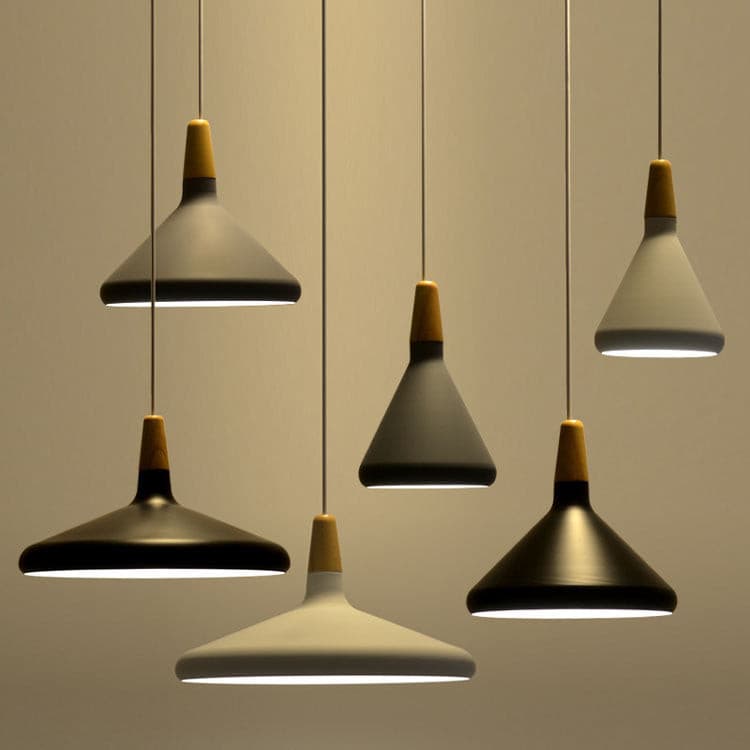 Pendant Light Iron Wood 10.6 in Adjustable Indoor Ceiling Lamp White Black Silver Rose Gold Grey Modern Dining Room Kitchen Island Lighting | Thomler