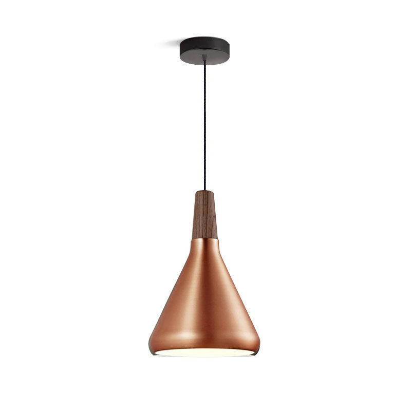 Pendant Light Iron Wood 10.6 in Adjustable Indoor Ceiling Lamp White Black Silver Rose Gold Grey Modern Dining Room Kitchen Island Lighting | Thomler