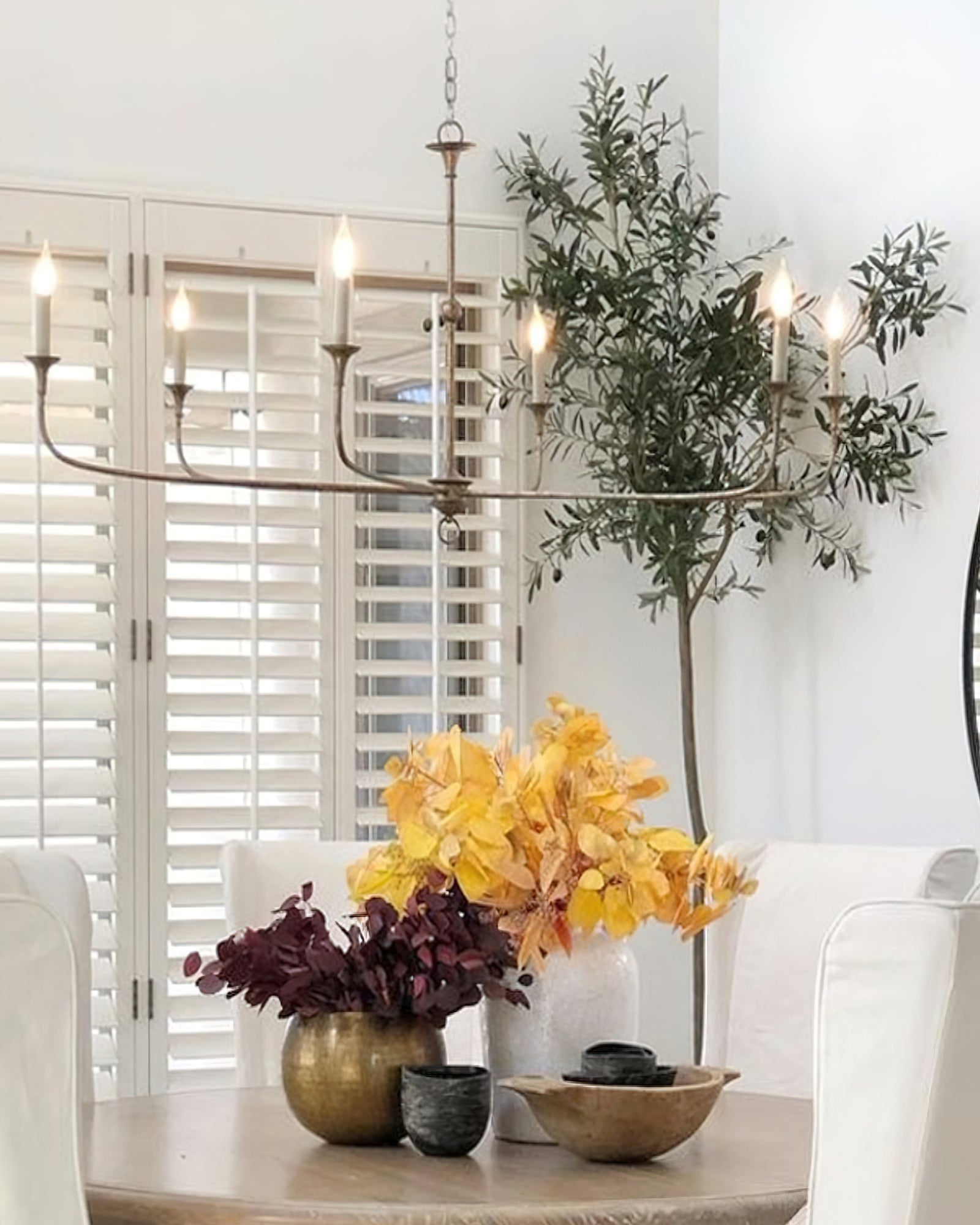 Pendant Light Brass Metal 91.0 cm Dining Room Candle Style Ceiling Chandelier Adjustable Chain E14 Hanging Fixture | Thomler