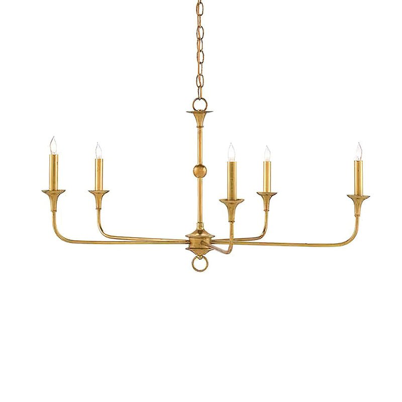 Pendant Light Brass Metal 91.0 cm Dining Room Candle Style Ceiling Chandelier Adjustable Chain E14 Hanging Fixture | Thomler
