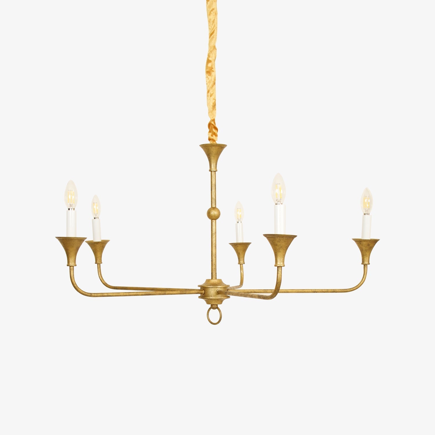 Pendant Light Brass Metal 91.0 cm Dining Room Candle Style Ceiling Chandelier Adjustable Chain E14 Hanging Fixture | Thomler