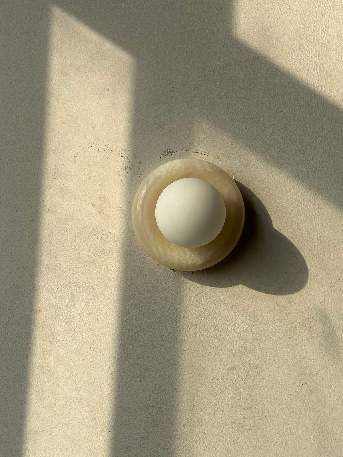 Natural Stone Sconce with Translucent Glass Shade – Indoor Decorative Lighting for Bedroom, Living Room & Hallway | Thomler