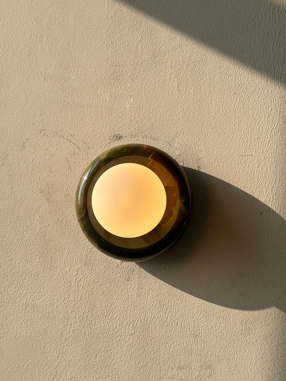 Natural Stone Sconce with Translucent Glass Shade – Indoor Decorative Lighting for Bedroom, Living Room & Hallway | Thomler