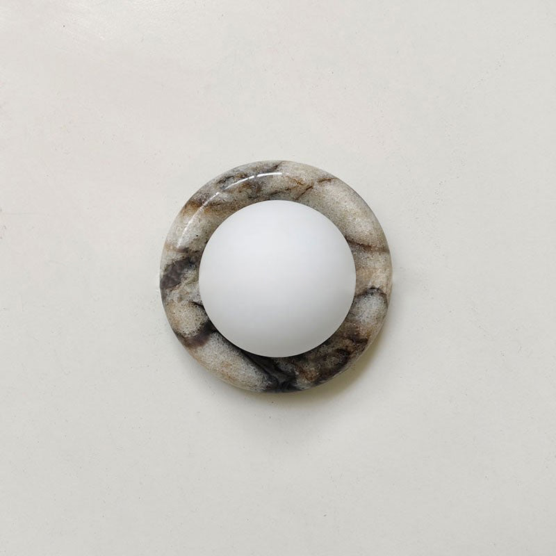 Natural Stone Sconce with Translucent Glass Shade – Indoor Decorative Lighting for Bedroom, Living Room & Hallway | Thomler