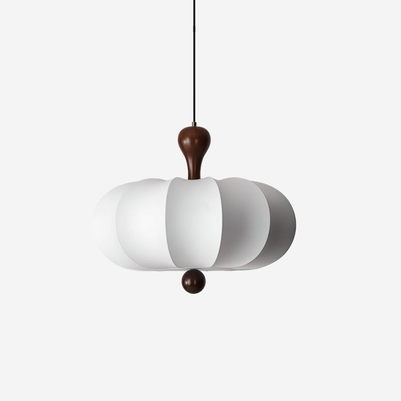 Pendant Light Fabric Walnut Wood White Dining Room Living Room Japandi Scandinavian Hanging Ceiling Lamp | Thomler
