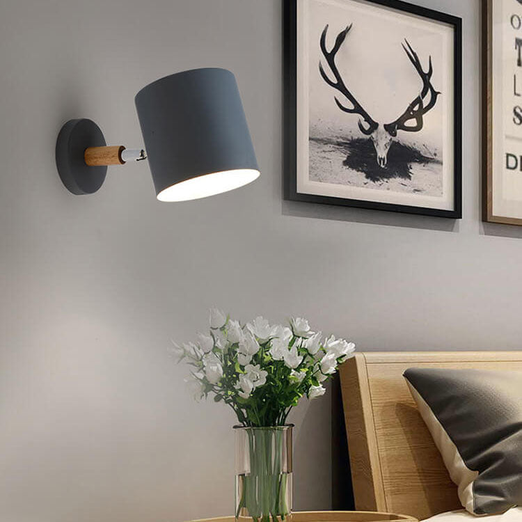 Wall Lamp Metal Wood 5.1 in Colorful LED Bedside Living Room Bedroom Lighting Fixture | Thomler