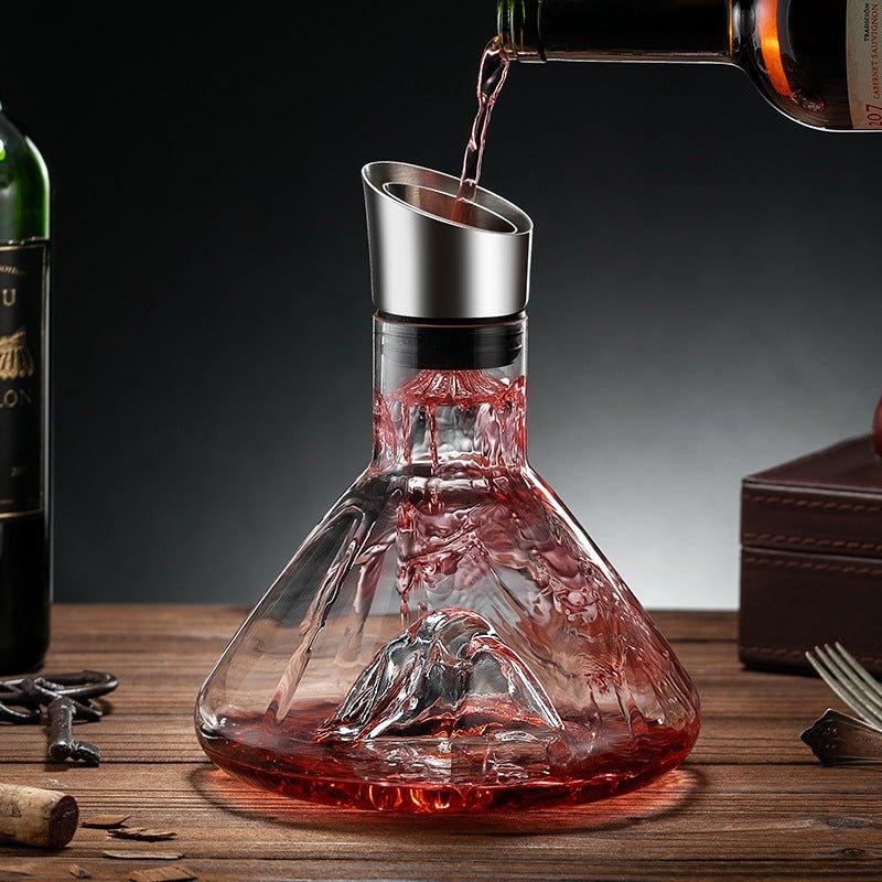 Waterfall-Style Glass Wine Aerator Decanter for Red & White Wine Tasting, Hand-Blown Crystal Pourer for Dinner Parties & Home Bar | Thomler