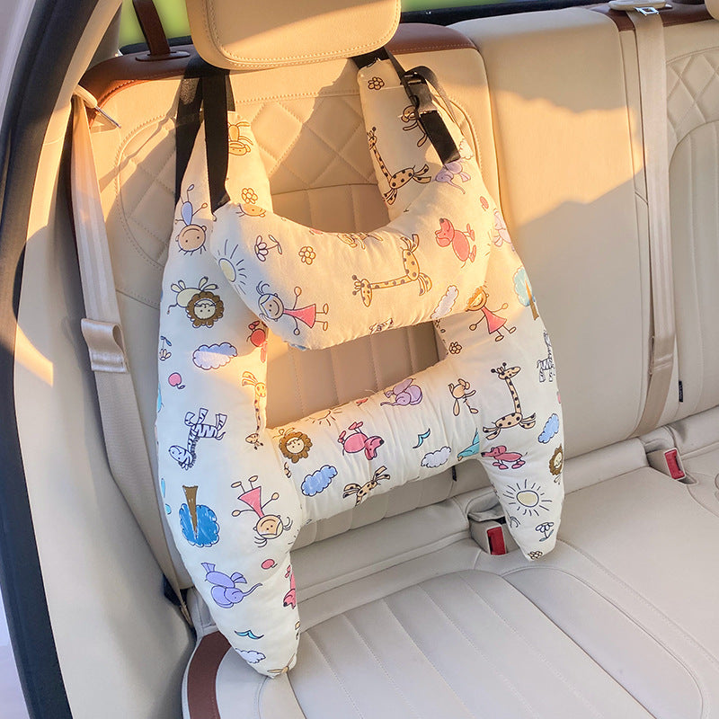 Car Headrest Pillow Cotton Blend 67.0 cm Beige Child Travel Neck Support Adjustable Car Seat Cushion | Thomler